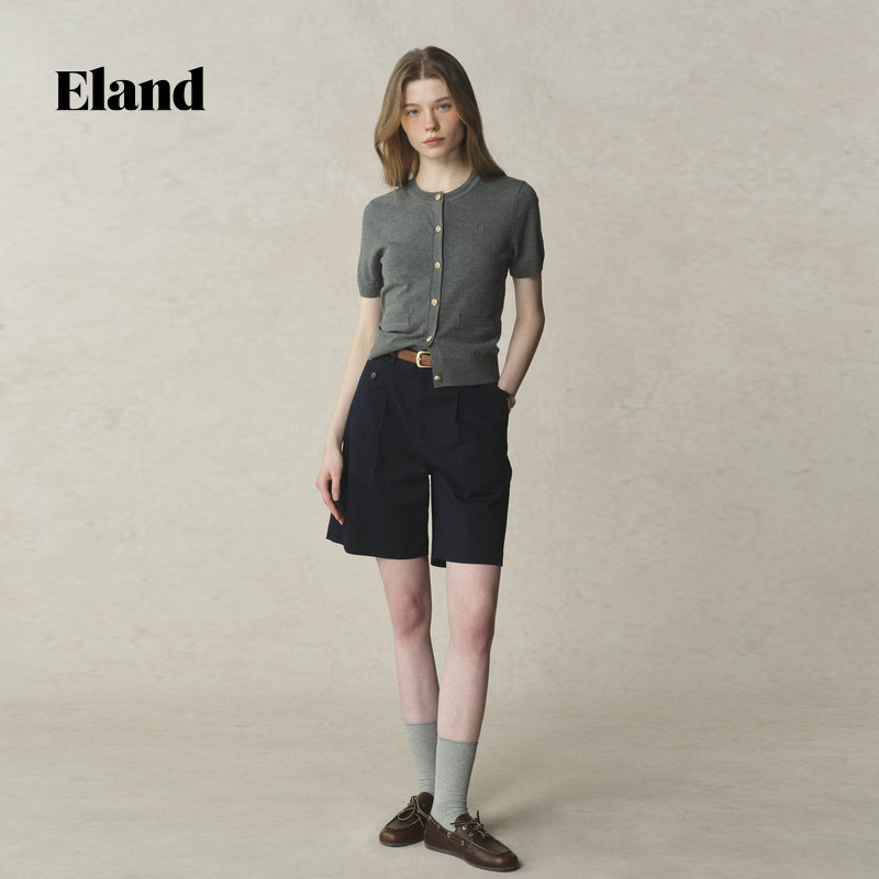 【公式裤】Eland衣恋短裤女简约舒适通勤裤子2025秋季