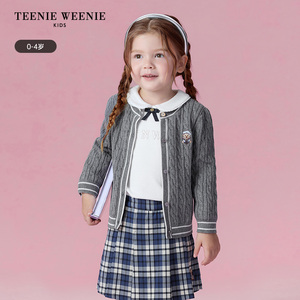 TeenieWeenie Kids小熊童装 女宝宝简约圆领毛衣开衫