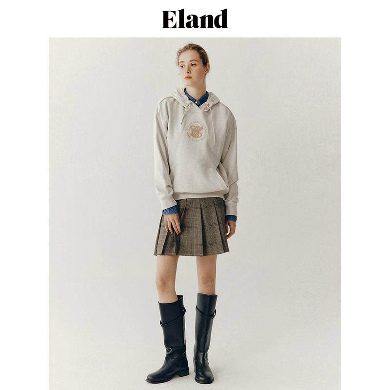 Eland卫衣女纯棉时尚学院风连帽上衣外套