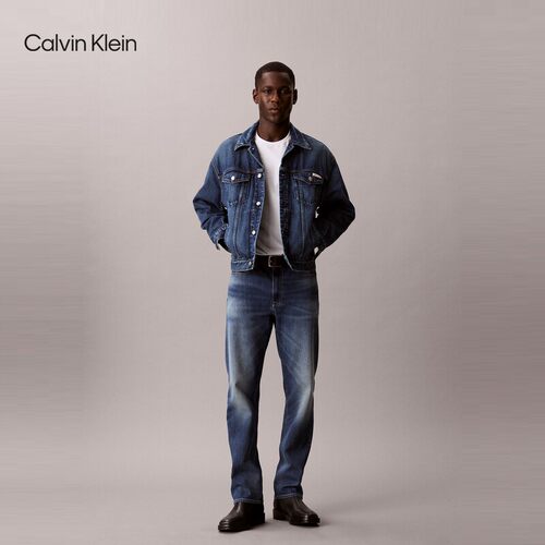 CK Jeans26春夏新男士休闲通勤蓝色修身直筒牛仔裤4RF765G