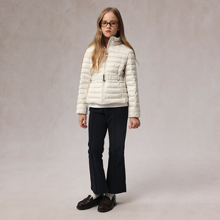 eland kids童装女童喇叭裤2025年春季学院风LOGO条纹长裤