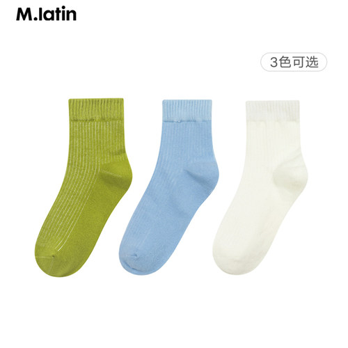 马拉丁24夏男大童精梳棉舒适中筒袜11431W218S