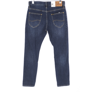 Lee商场同款24早春705标准中腰锥形破洞深蓝色男牛仔裤潮流