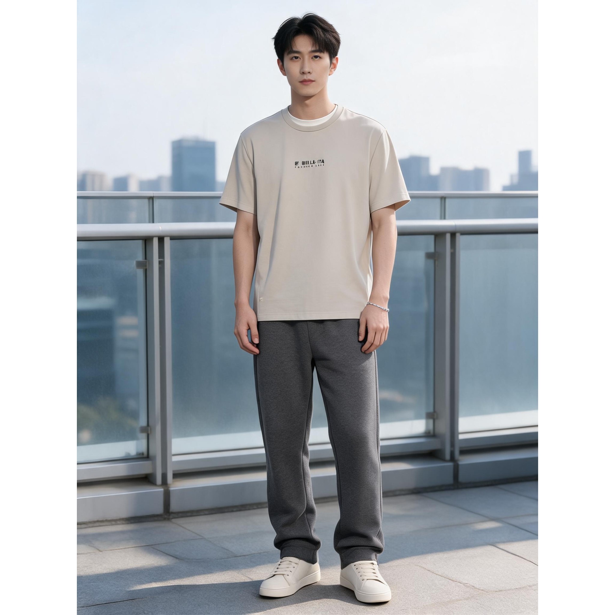 斐乐男士休闲纯色基础款刺绣圆领短袖T恤F11M633108F