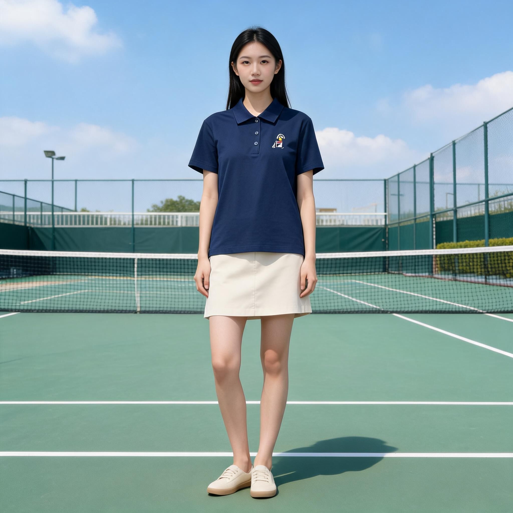 斐乐女士休闲刺绣翻领短袖Polo衫通勤透气T恤A11W633118F