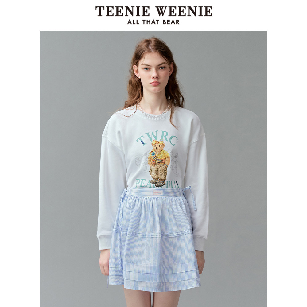 TeenieWeenie小熊女装卫衣2025春季圆领萌趣刺绣时尚舒适上衣
