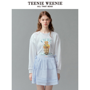 TeenieWeenie小熊女装卫衣2025春季圆领萌趣刺绣时尚舒适上衣