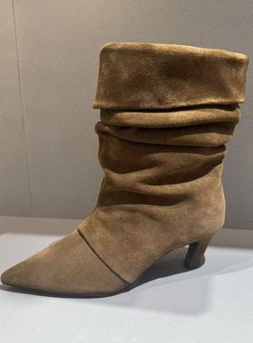 ASH女鞋2025秋冬欣款VIGREE珍皮尖头女骑士靴西部靴子AP303L02029