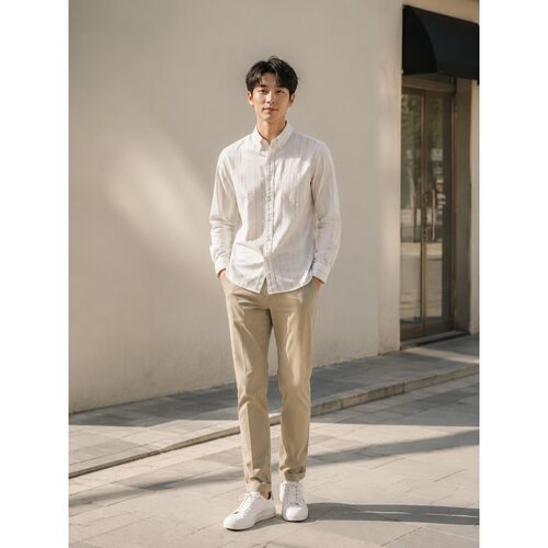 Levi’s李维斯男士竖条纹休闲长袖衬衫A7210-0075