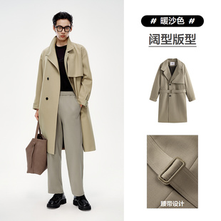 【商场同款】太平鸟男装风衣25秋季款绵羊毛长款潮 B1BEF3423M
