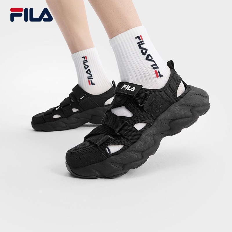 FILA 斐乐男鞋凉鞋2025夏季蕨草2代黑色凉拖运动鞋F62M622498F