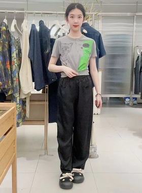 江南布衣女士舒适休闲超长裤5P4E14450