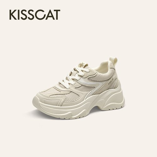 KISSCAT接吻猫[空气啵啵]25秋新运动鞋厚底增高老爹鞋KA65558-50