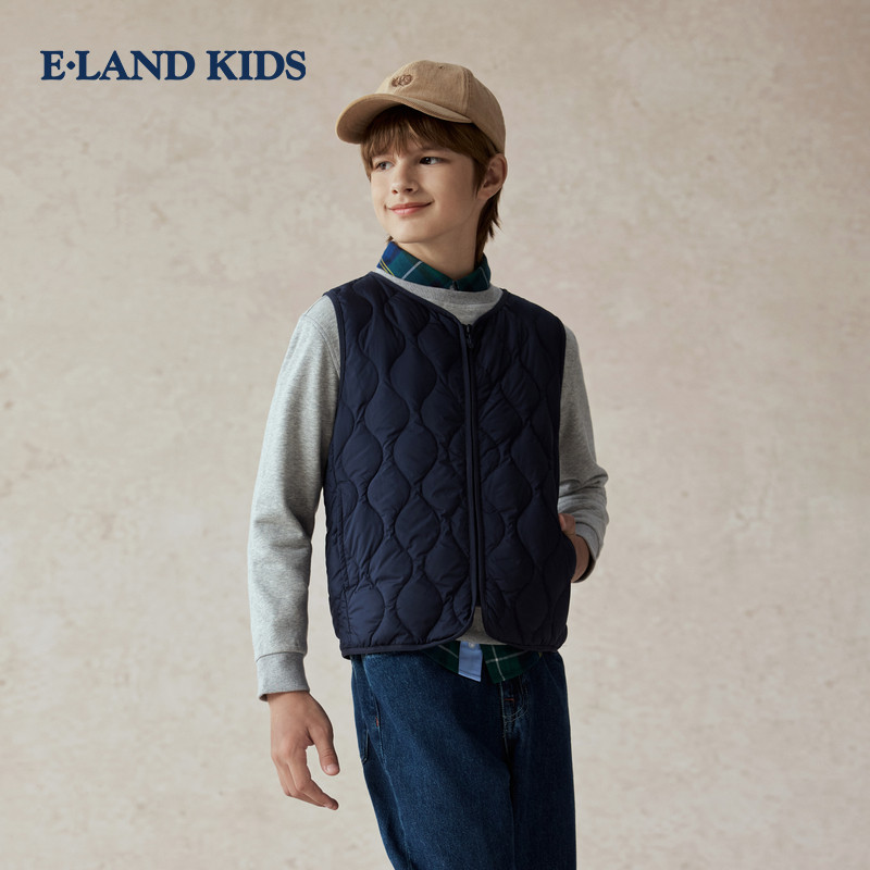eland kids衣恋童装男童马甲2025冬女童时尚羽绒背心EKVWF4T11A