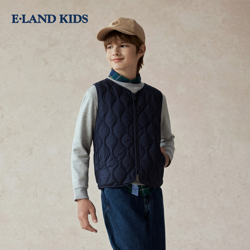 eland kids衣恋童装男童马甲2025冬女童时尚羽绒背心EKVWF4T11A