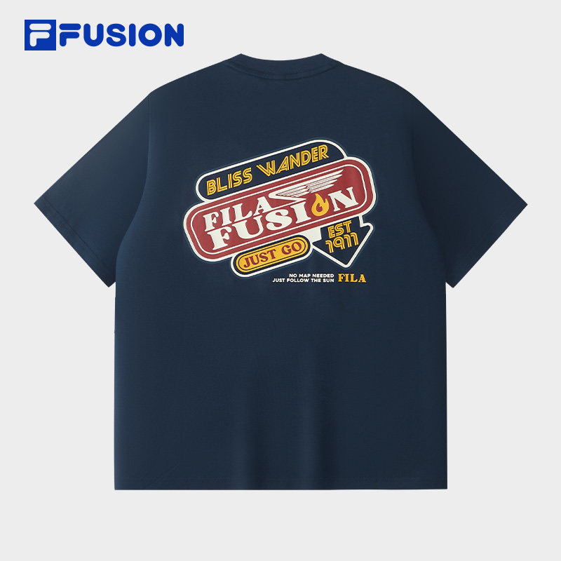 FILA FUSION斐乐潮牌男子针织短袖衫2026秋季款T恤 T11M633108F