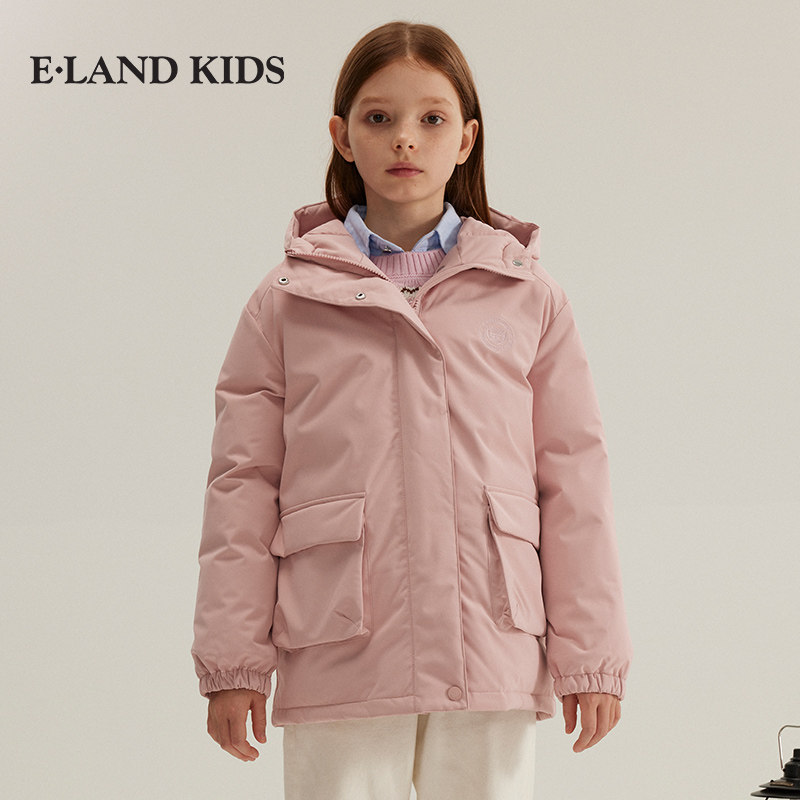 90%鸭绒eland kids衣恋童装男女童三防羽绒服冬季连帽EKJDE4T14O