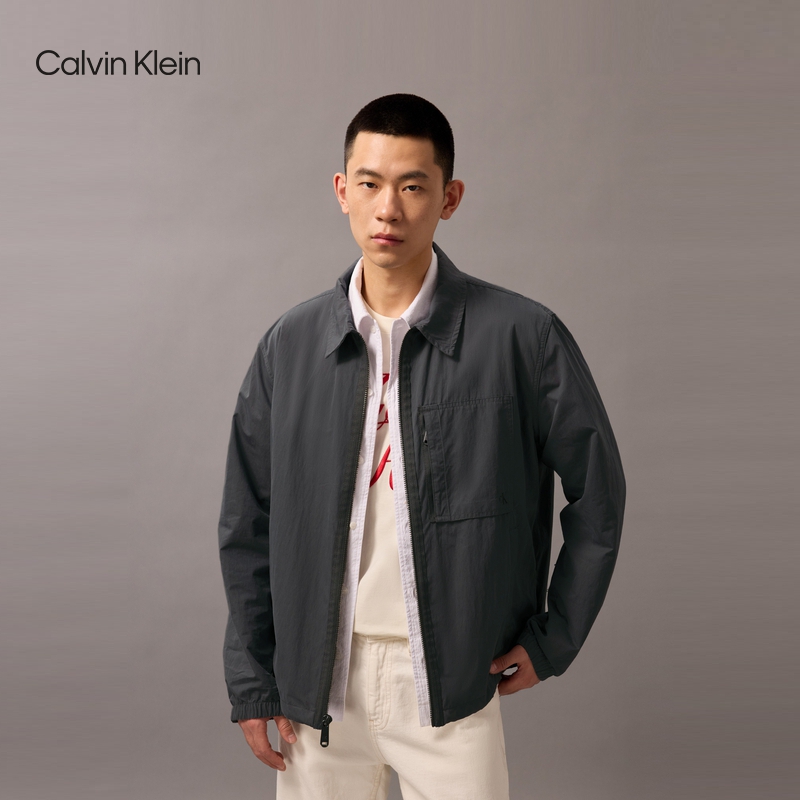 CK Jeans25春夏男士休闲通勤拉链衬衫式翻领轻薄外套 4RB516G
