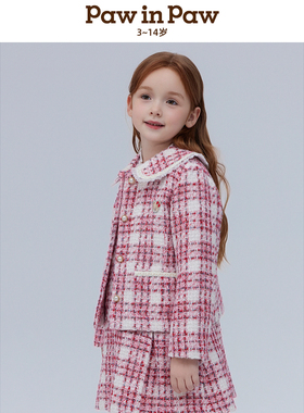 pawinpaw卡通小熊童装女童气质小香风翻领外套可爱PCJKF1121D