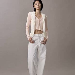 CK Jeans25早秋新女士时尚辣妹经典绣标V领纽扣针织开衫47C204G