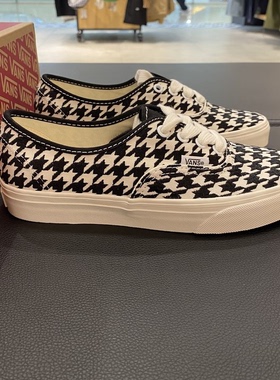 VANS范斯 Authentic白色千鸟格帆布鞋女鞋VN000BW5YB2