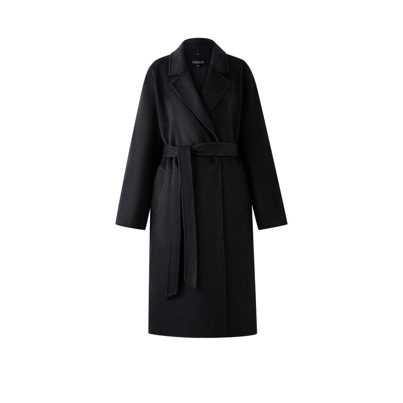 PRICH简约老钱风羊毛双面呢毛呢大衣2025冬季新款宽松廓形外套女