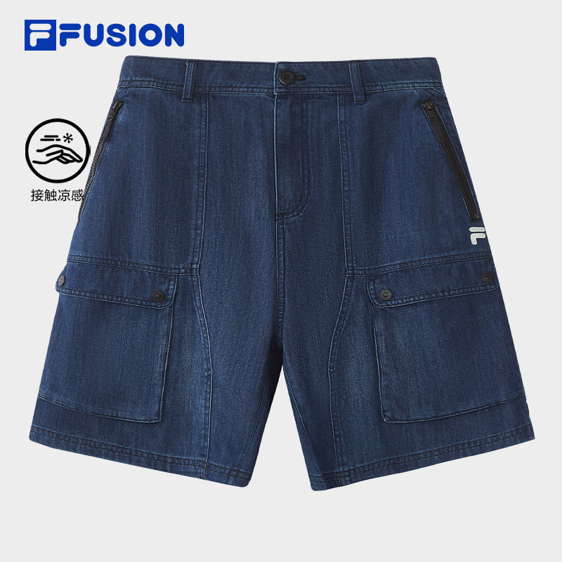 FILA FUSION 斐乐潮牌牛仔裤男2026秋季裤子宽松短裤T11M633803F