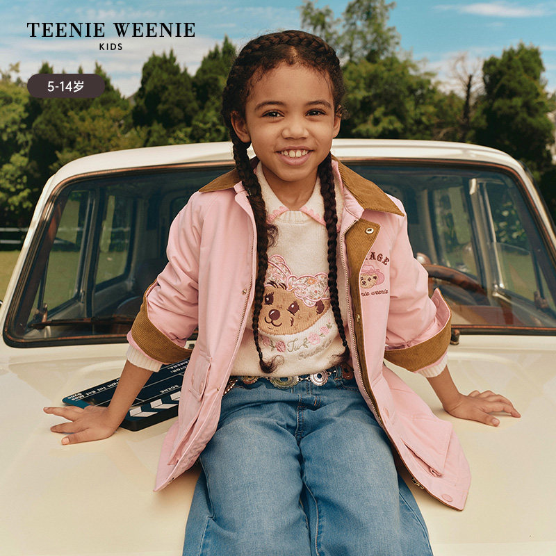 TeenieWeenie Kids小熊童装25年秋冬女童翻领棉服外套TKJP254952K