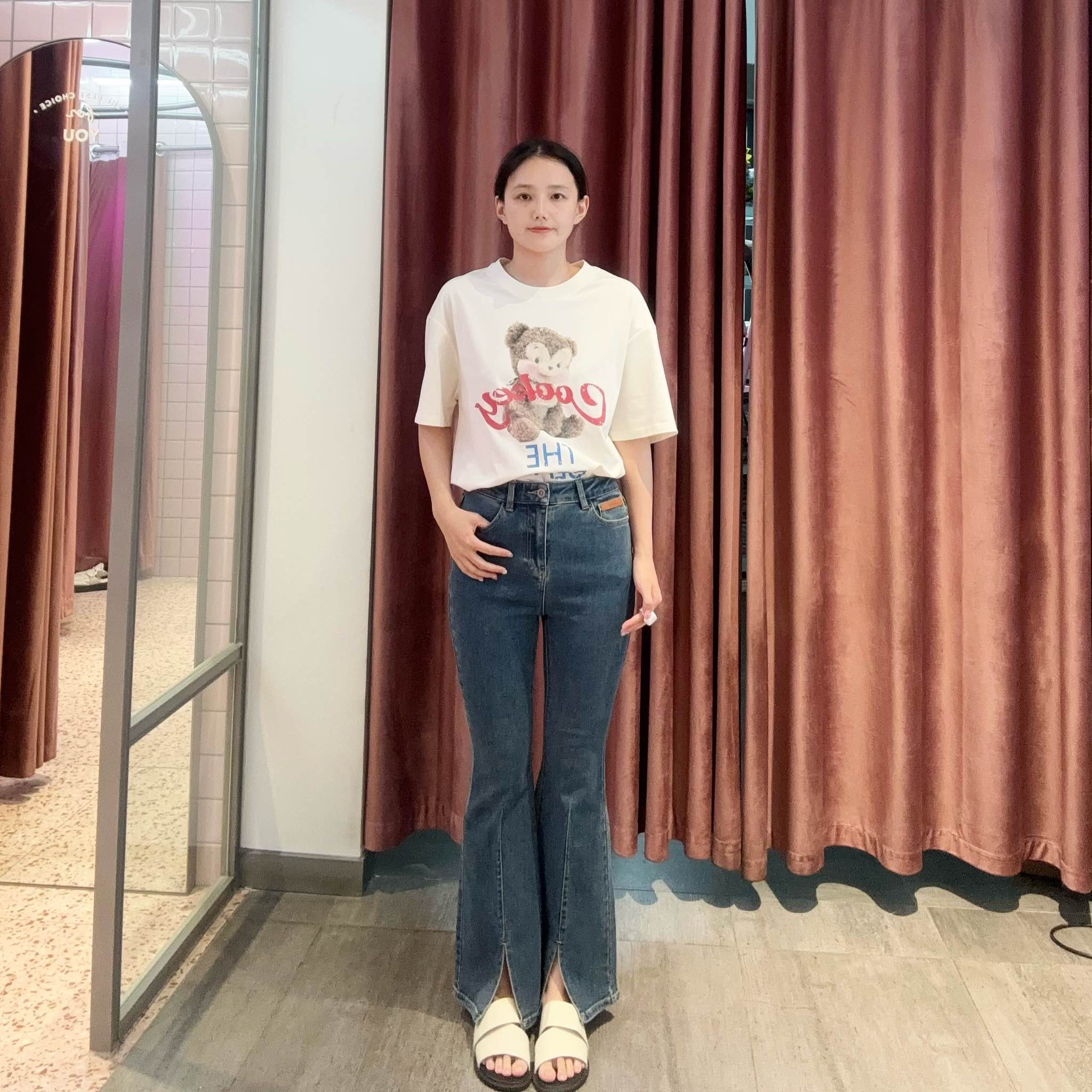 乐町女士简约时尚喇叭裤C2HAE3357