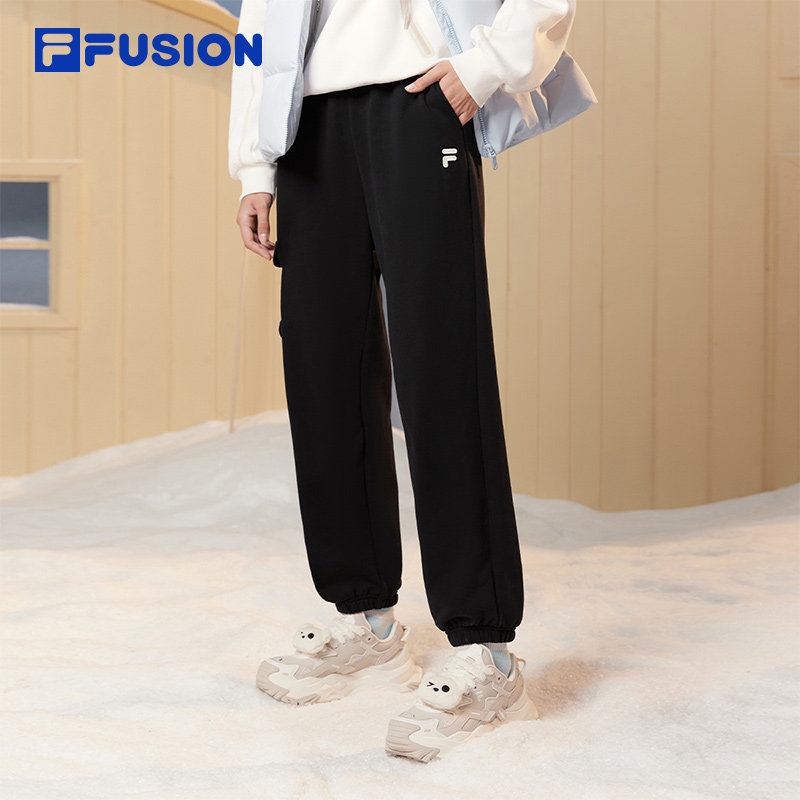 FILA FUSION斐乐潮牌针织长裤女2024冬季纯棉收口裤T11W441601F