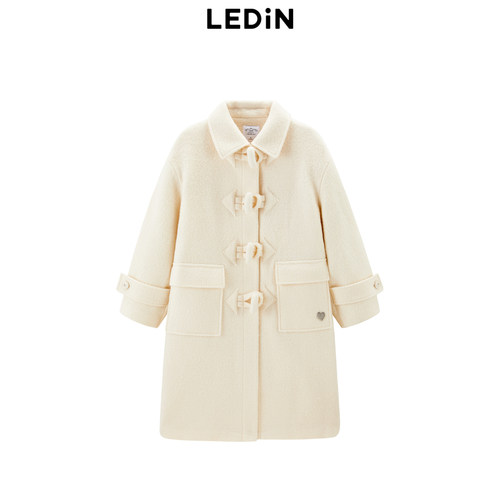 【LOTSYOU联名】乐町2024冬季纯羊毛呢白色大衣外套C1AAE4406