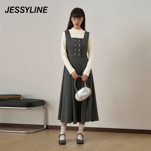 jessyline秋季专柜 杰茜莱上衣背带连衣裙套装 434216314
