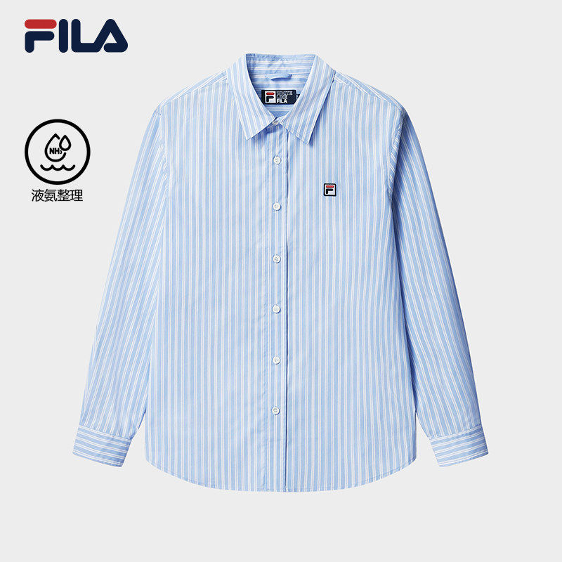 FILA 斐乐官方男子梭织长袖衬衫2026夏季新竖条纹翻领F11M628403F