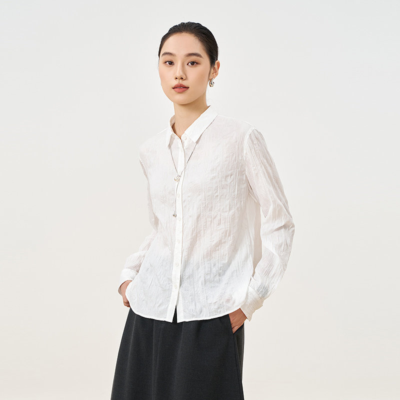 OTT 上衣翻领长袖通勤休闲 衬衫女