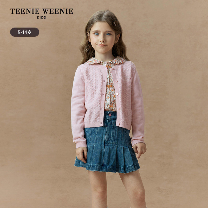 TeenieWeenie Kids小熊童装 女童 简约针织开衫毛衣