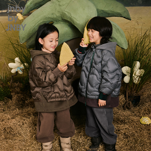 江南布衣童装 连帽羽绒服拼接假两件冬男女童儿童1O0C12170 中长款