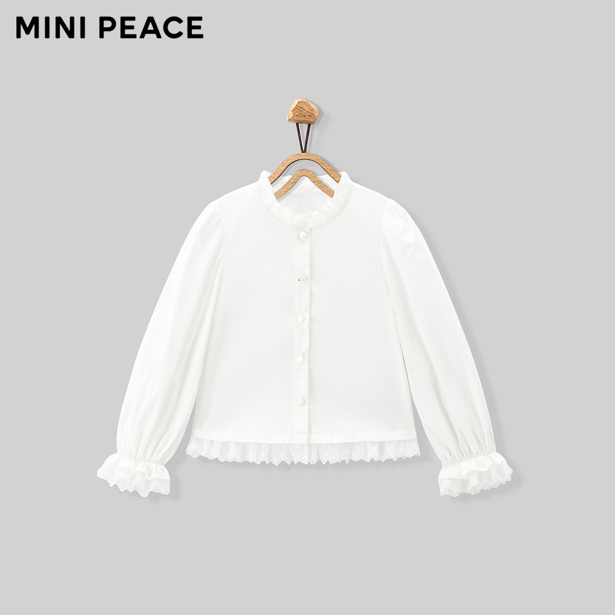 【专柜同款】MINIPEACE太平鸟童装女童衬衫儿童长袖蕾丝边上衣