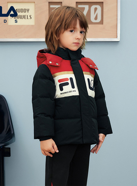 FILA KIDS斐乐童装儿童羽绒服2025冬新男小童连帽外套K11B541905