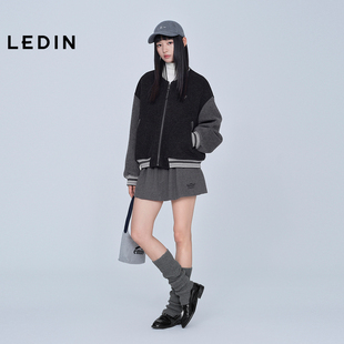 乐町撞色立领棒球服冬季羊毛大衣外套C2AAF4243