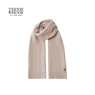 TeenieWeenie小熊女装2025秋冬复古时尚气质绞花温暖舒适围巾