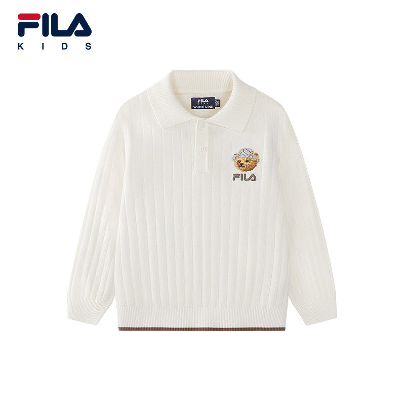 FILA KIDS斐乐男小童毛衣2026春季休闲翻领编织衫潮K11B612405