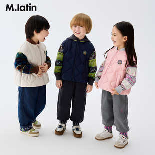 马拉丁儿童羽绒服25冬装新款男童女童小童漫画格提花轻薄羽绒服