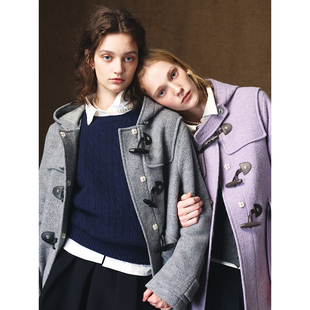 TeenieWeenie小熊女绵牛角扣毛大衣冬新款学院风外套TTJW254TC2E