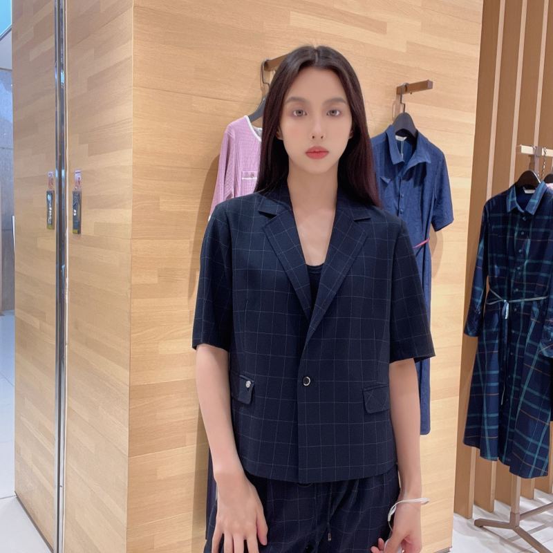 菲姿 女士格纹简约短袖西服F3B122