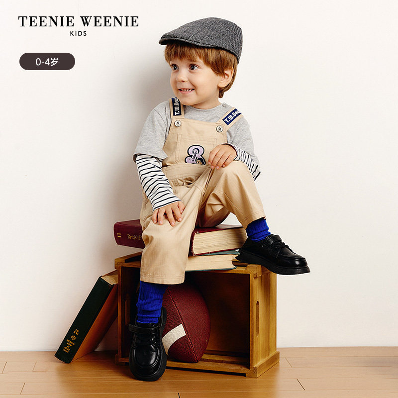 TeenieWeenie Kids小熊童装男宝印花贴布绣长裤背带裤T0TC243815B
