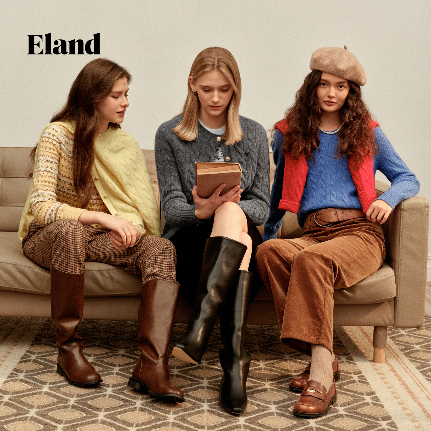 Eland休闲裤女灯芯绒简约通勤直筒裤2025秋季EETCF4TE01