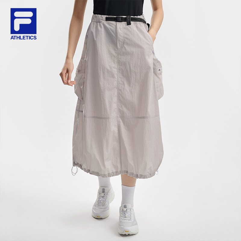 孙千同款FILA斐乐官方女梭织裙26夏宽松半身裙工装裙A11W627303F