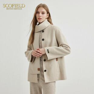 Scofield女围巾领英伦格纹双面呢大衣SFJWD4TP60