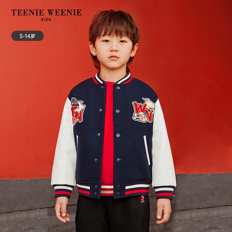 TeenieWeenie Kids小熊童装25新年男童棒球夹克棉服TKJP251102B
