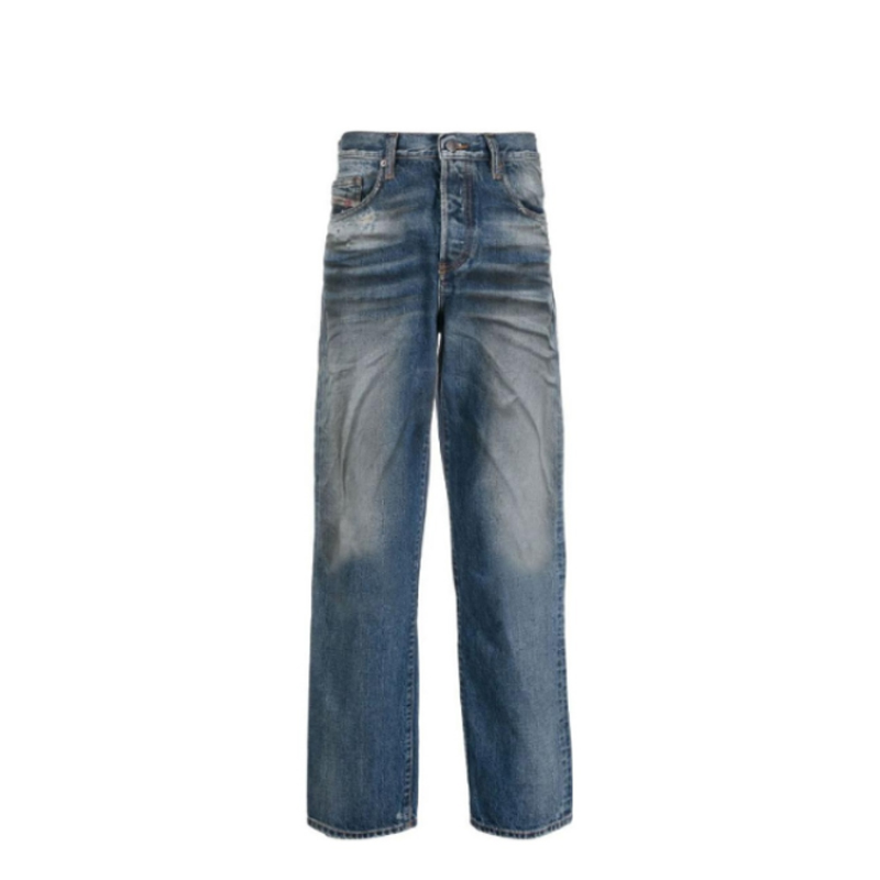 DIESEL/迪赛 FW22 扎染休闲直合身筒牛仔裤男款蓝色A05156-007D1